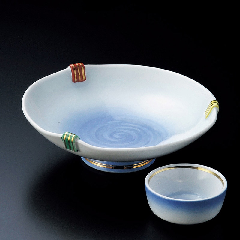 山万 04905-180 コバルト吹三色刺身鉢  1個（ご注文単位1個）【直送品】