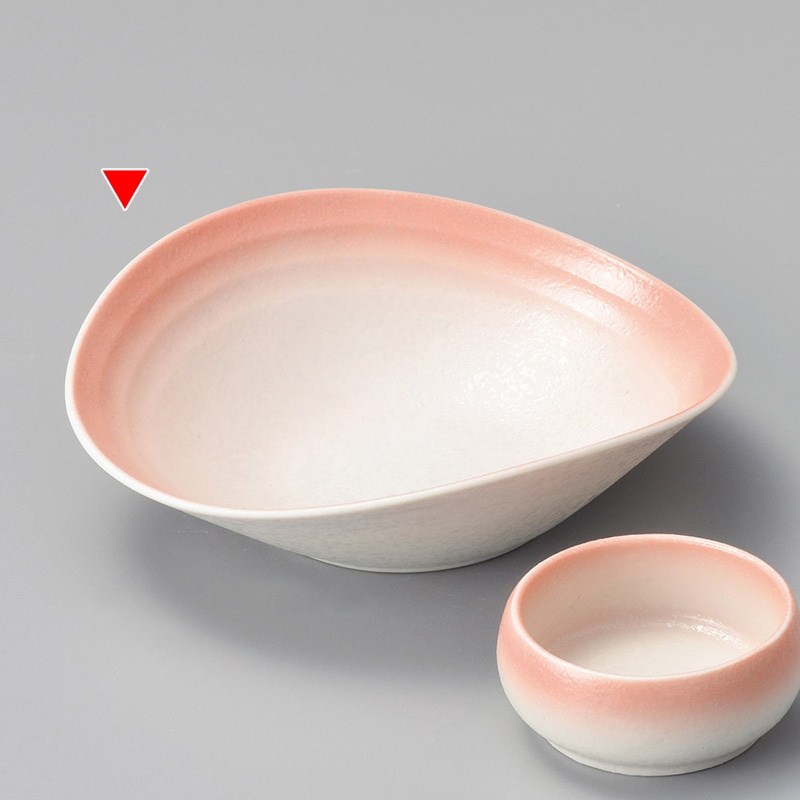 山万 05031-130 ピンク吹たわみ型向付  1個（ご注文単位1個）【直送品】