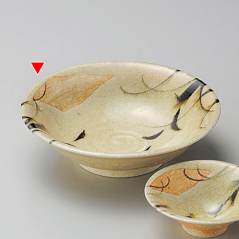 山万 05021-170 黄灰釉草花紋刺身鉢  1個（ご注文単位1個）【直送品】