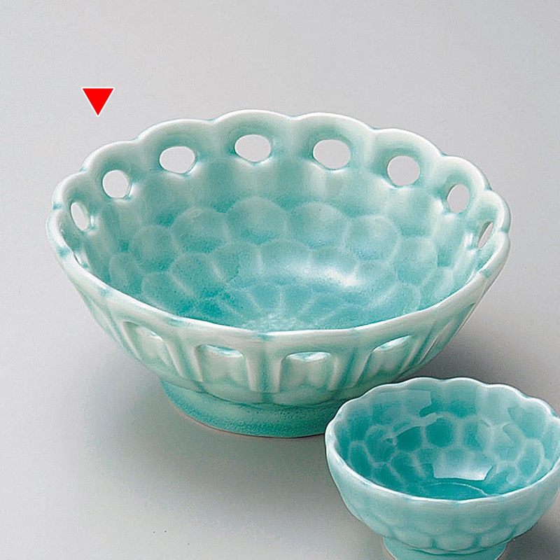 山万 05107-170 深海青地透し向付  1個（ご注文単位1個）【直送品】