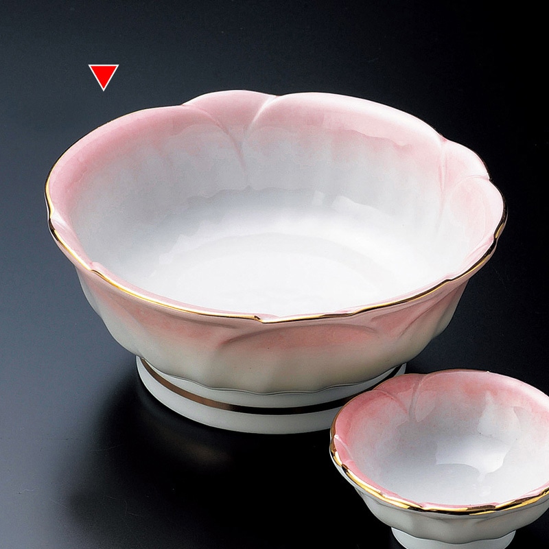 山万 05109-290 ピンク吹梅型向付  1個（ご注文単位1個）【直送品】