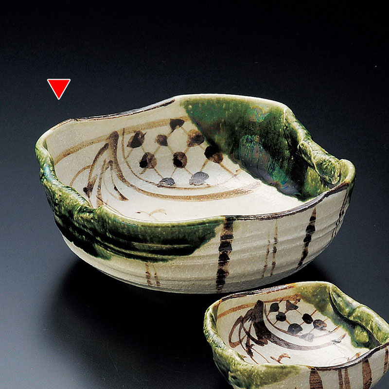 山万 05113-510 織部手押刺身鉢(手造り)  1個（ご注文単位1個）【直送品】