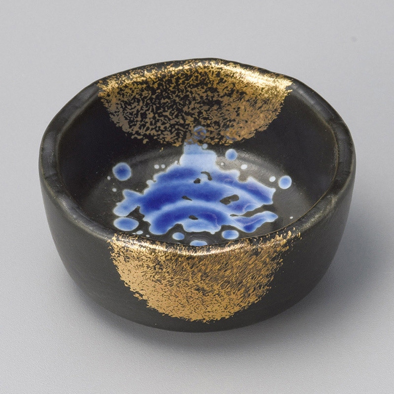 山万 05401-250 黒釉三色吹砂目半月丸千代口  1個（ご注文単位1個）【直送品】