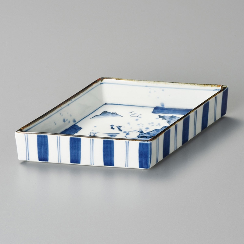 山万 05704-140 染付山水菱形向付  1個（ご注文単位1個）【直送品】