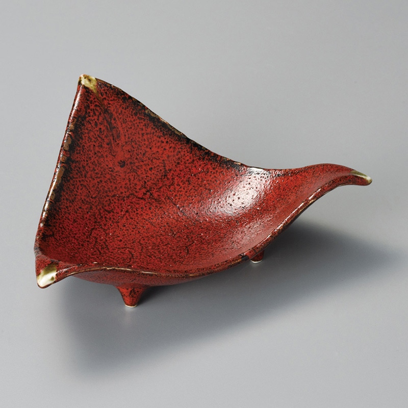 山万 05624-140 紅柚子天目三角向付  1個（ご注文単位1個）【直送品】