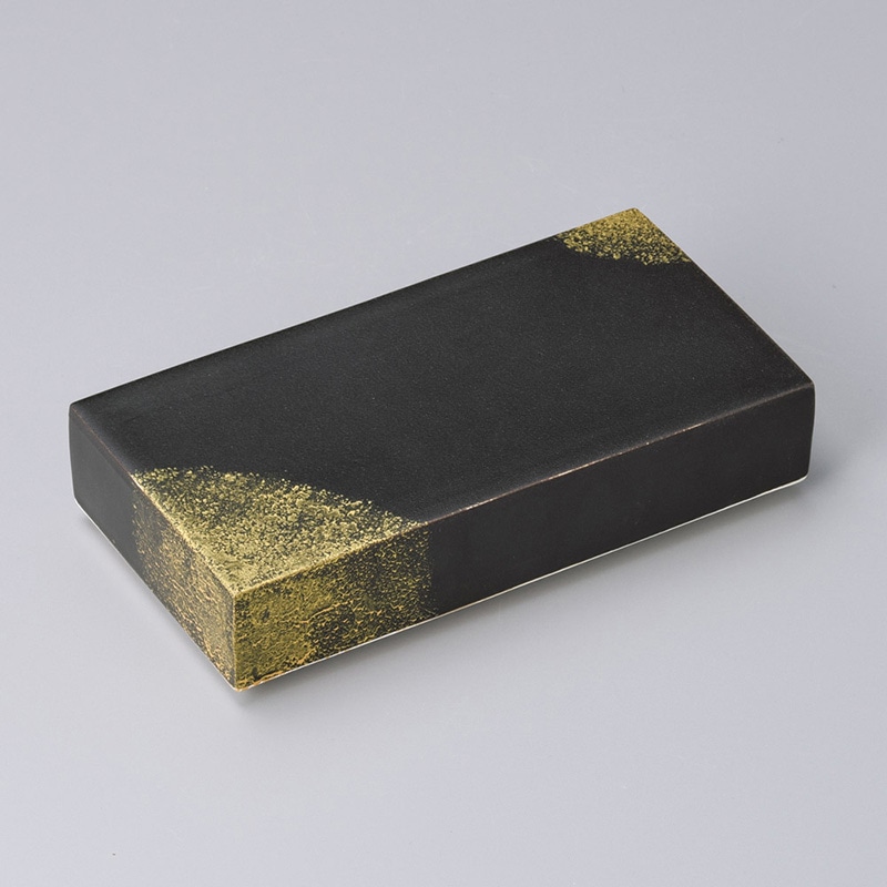 山万 05802-170 黒金散し箱型向付  1個（ご注文単位1個）【直送品】