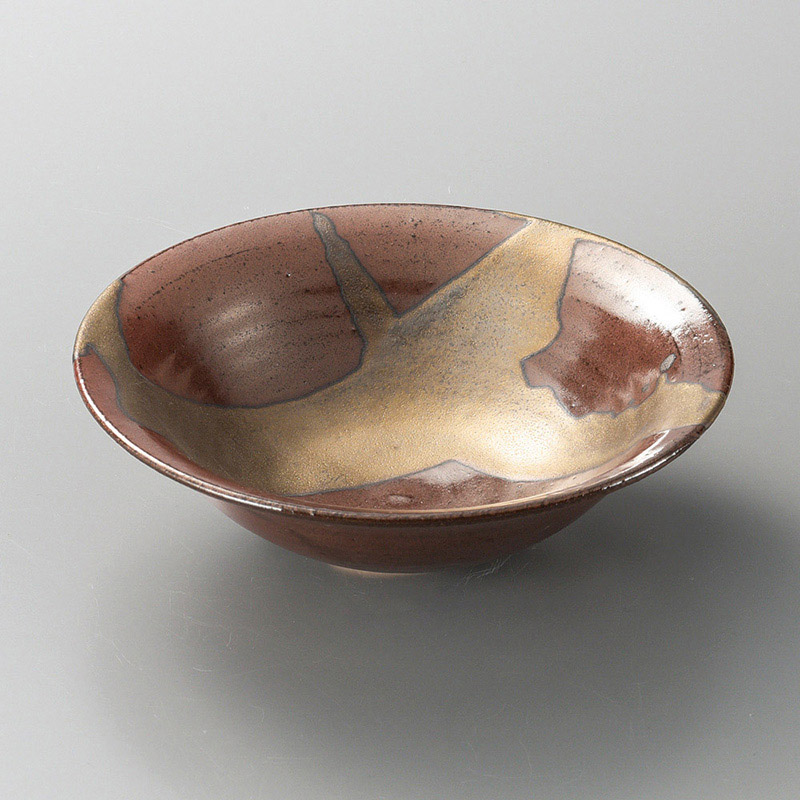 山万 05812-660 柿釉金彩6.4丸鉢(信楽焼)  1個（ご注文単位1個）【直送品】