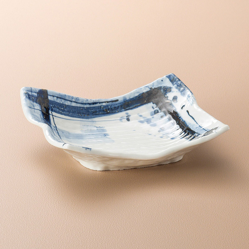 山万 05909-140 呉須刷毛目筋彫長角鉢  1個（ご注文単位1個）【直送品】