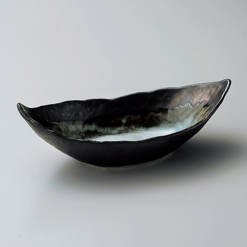 山万 05724-100 窯変(白)舟型小鉢  1個（ご注文単位1個）【直送品】