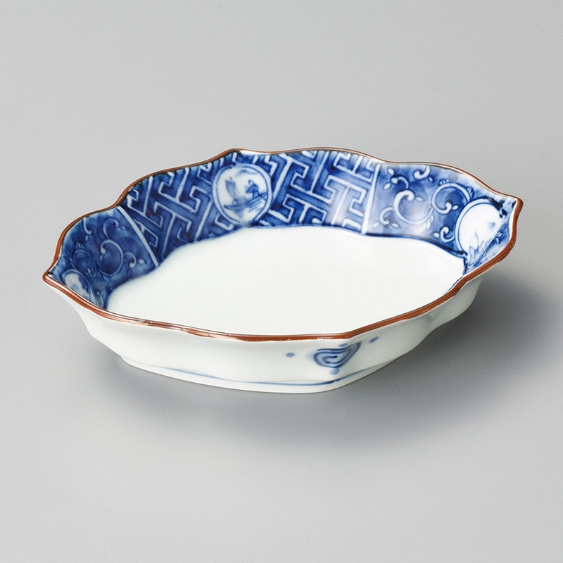 山万 05809-140 染付丸紋山水木甲型向付 1個(ご注文単位1個)【直送品】