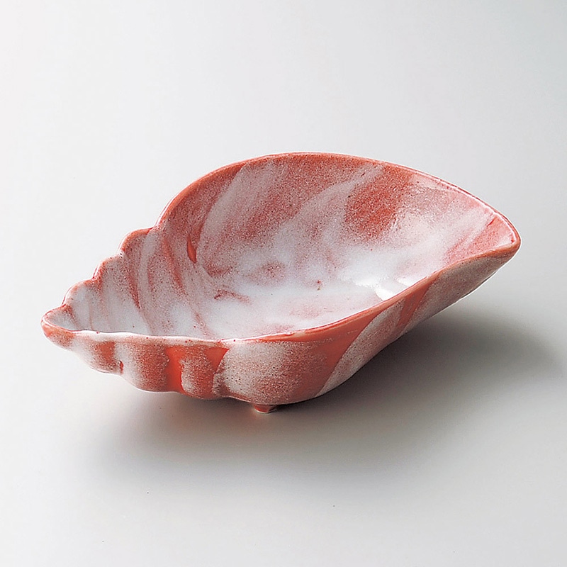 山万 06022-030 赤彩花シリーズ巻貝さしみ鉢 1個(ご注文単位1個)【直送品】