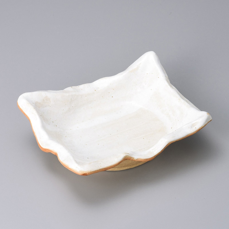 山万 06018-580 白油滴刷毛変型刺身鉢 1個(ご注文単位1個)【直送品】