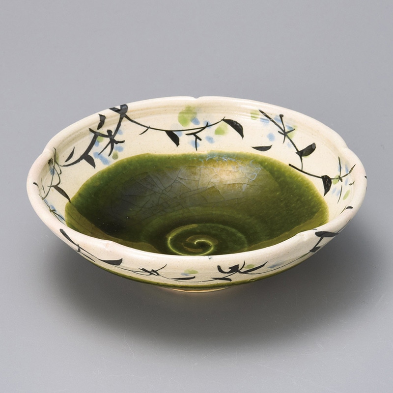 山万 06302-270 織部草花輪花5.0鉢 1個(ご注文単位1個)【直送品】