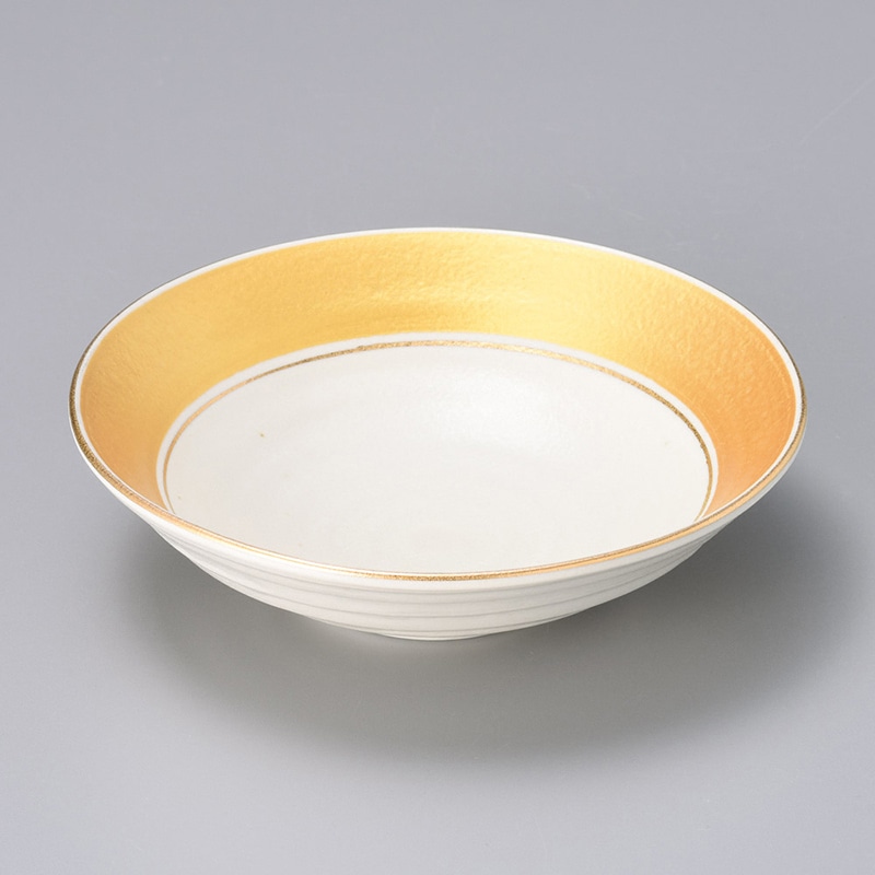 山万 06316-450 白マット金溶彩6寸鉢 1個(ご注文単位1個)【直送品】