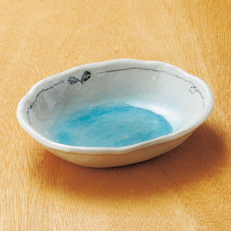 山万 06222-170 クレヨンブルー楕円鉢 1個(ご注文単位1個)【直送品】