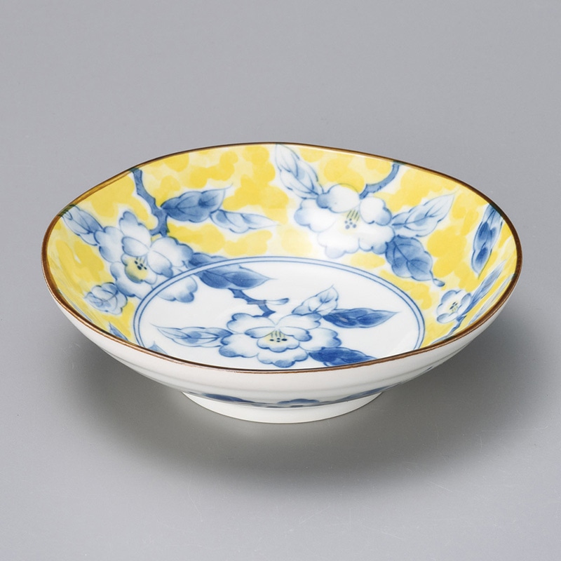 山万 07119-310 黄彩花紋六兵5.5浅鉢 1個(ご注文単位1個)【直送品】