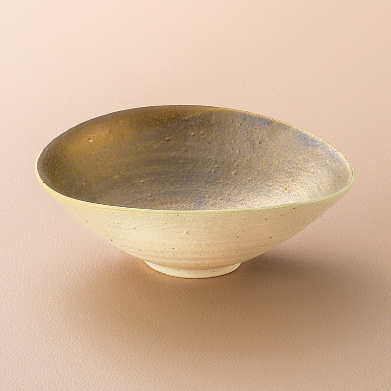 山万 06205-660 焼〆金彩楕円向付(信楽焼) 1個(ご注文単位1個)【直送品】