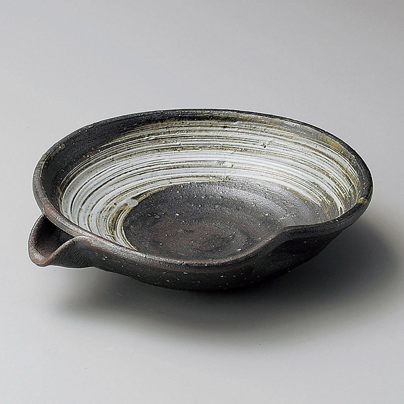 山万 06012-660 炭化刷毛目片口向付(信楽焼) 1個(ご注文単位1個)【直送品】