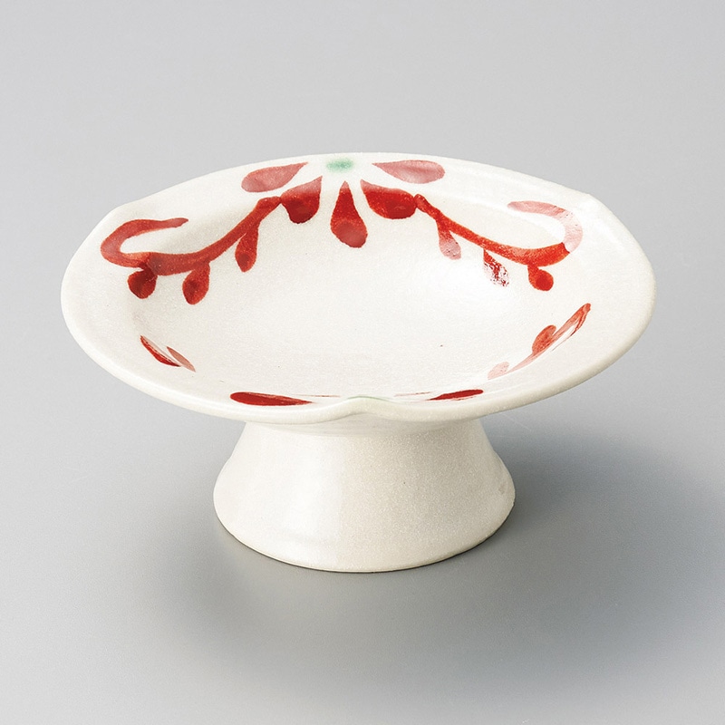 山万 06615-470 染付赤絵葉紋高台向付(大)  1個（ご注文単位1個）【直送品】