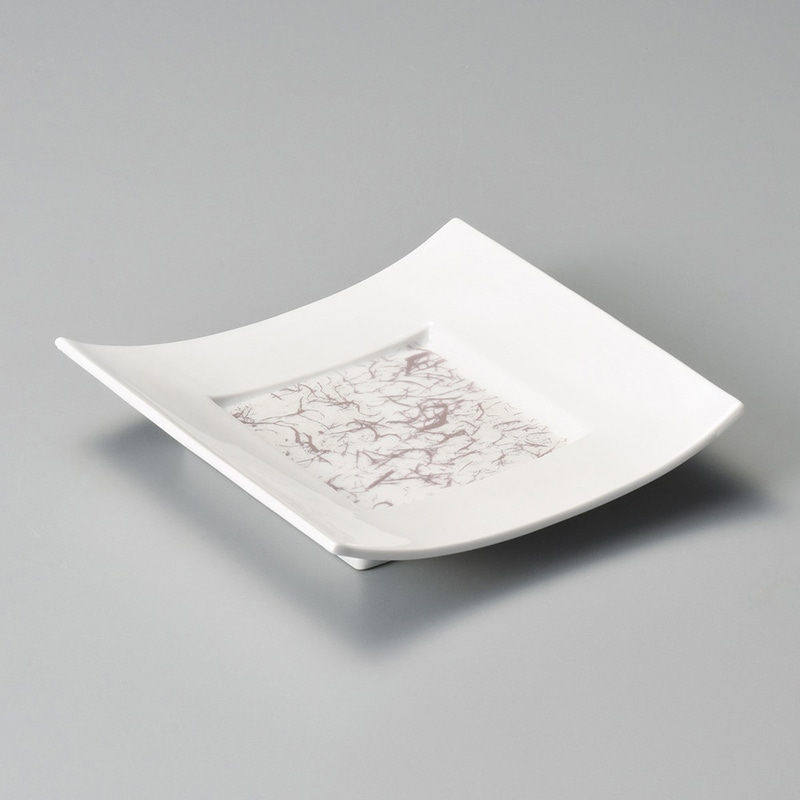 山万 06609-290 紫流水渕上り正角皿  1個（ご注文単位1個）【直送品】