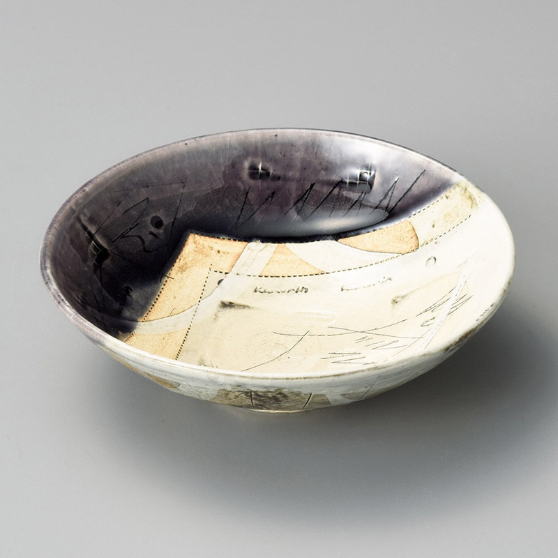 山万 06604-510 紫釉刻紋50平鉢  1個（ご注文単位1個）【直送品】