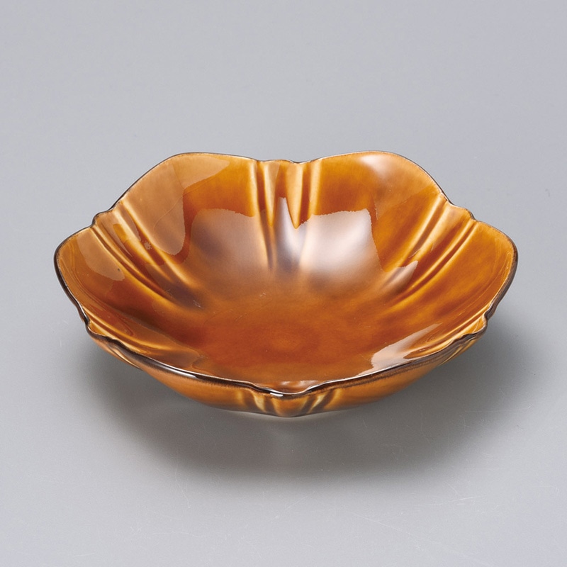 山万 06608-140 あめ釉六つ山花形向付  1個（ご注文単位1個）【直送品】