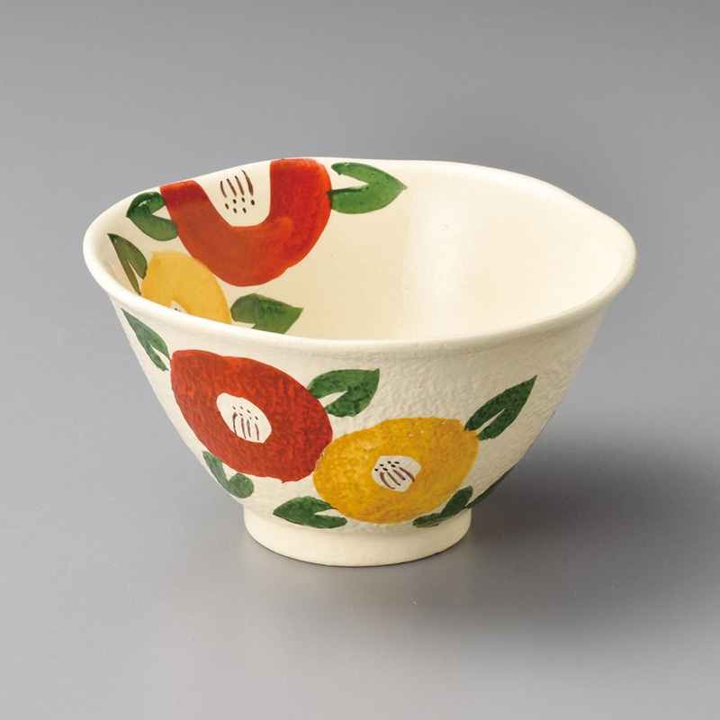 山万 06613-570 赤絵椿 16cm反鉢 1個（ご注文単位1個）【直送品】