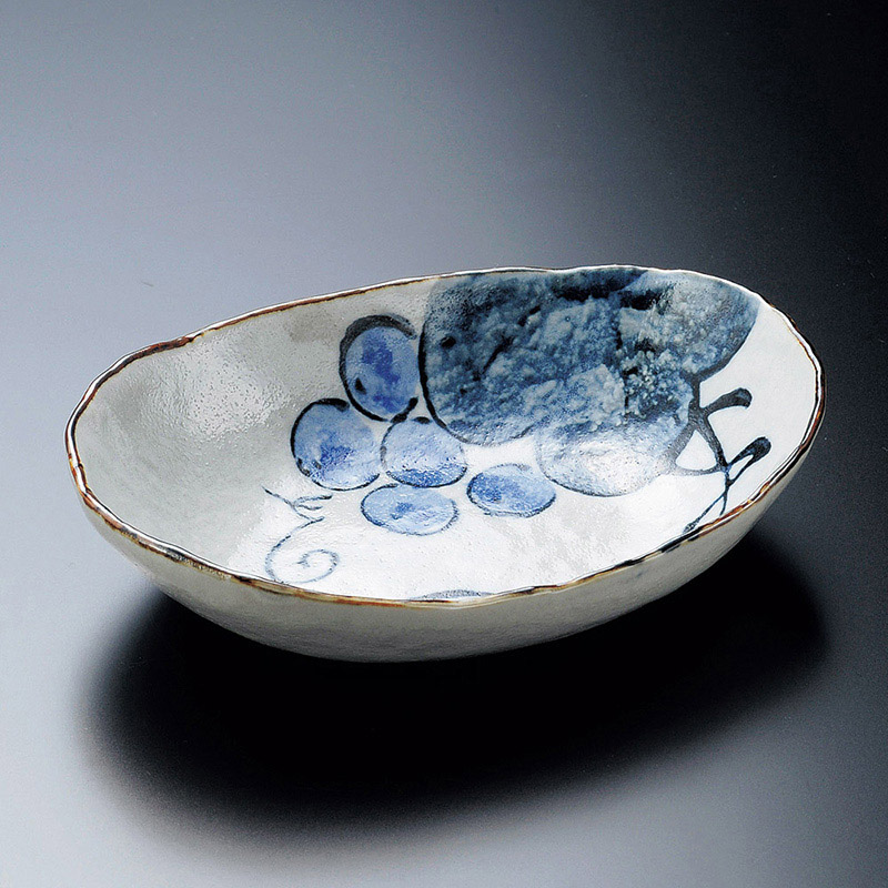 山万 06411-510 染付ぶどう楕円鉢  1個（ご注文単位1個）【直送品】