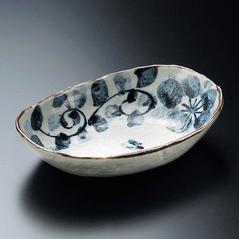 山万 06412-510 古染華 青楕円鉢 1個（ご注文単位1個）【直送品】