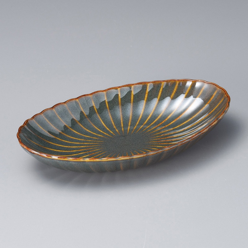 山万 06715-020 かすみ 山藍楕円皿 中 1個（ご注文単位1個）【直送品】