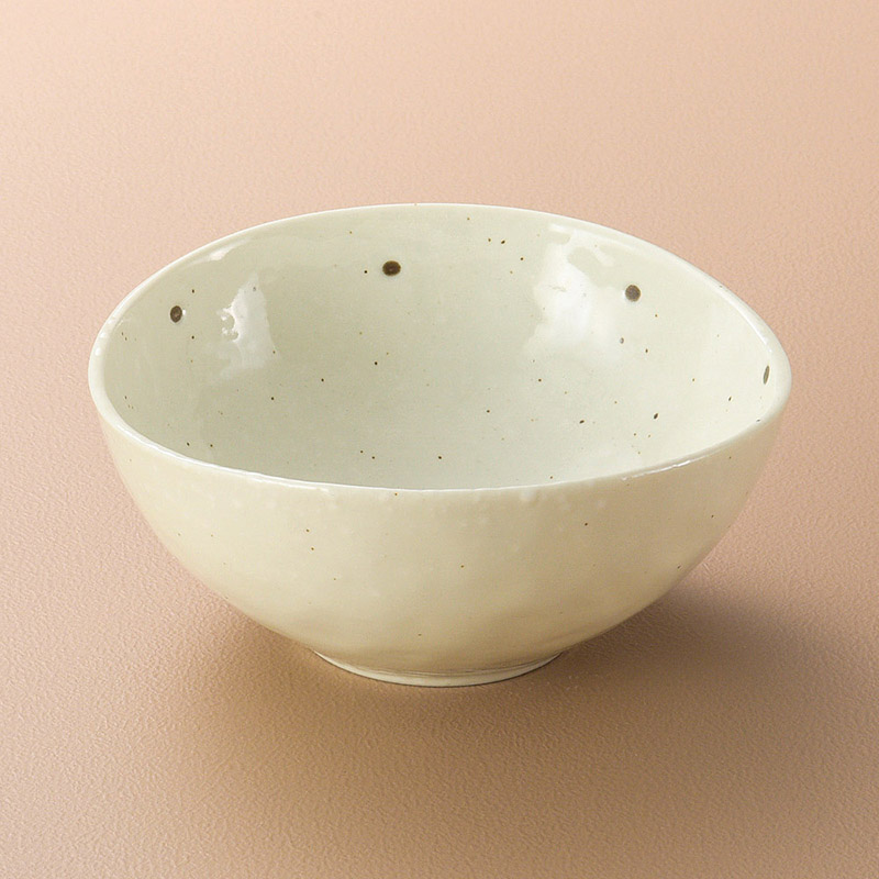 山万 06722-190 粉引ドット楕円5.0鉢  1個（ご注文単位1個）【直送品】