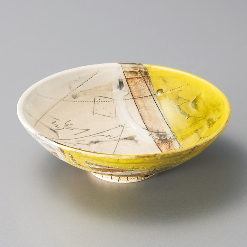 山万 06701-510 黄釉刻紋50平鉢  1個（ご注文単位1個）【直送品】