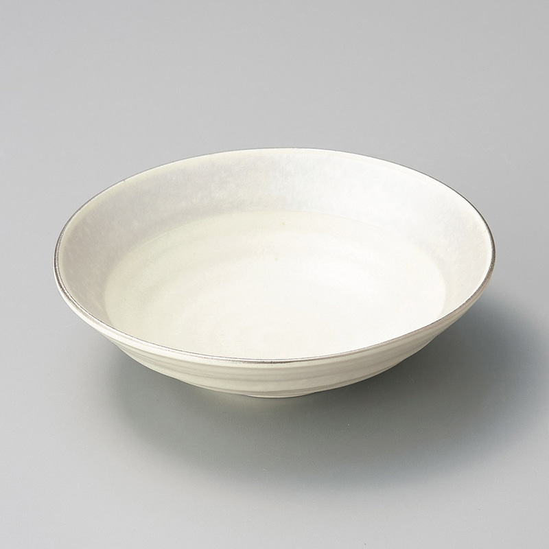 山万 06409-450 白マット銀溶彩6寸鉢  1個（ご注文単位1個）【直送品】