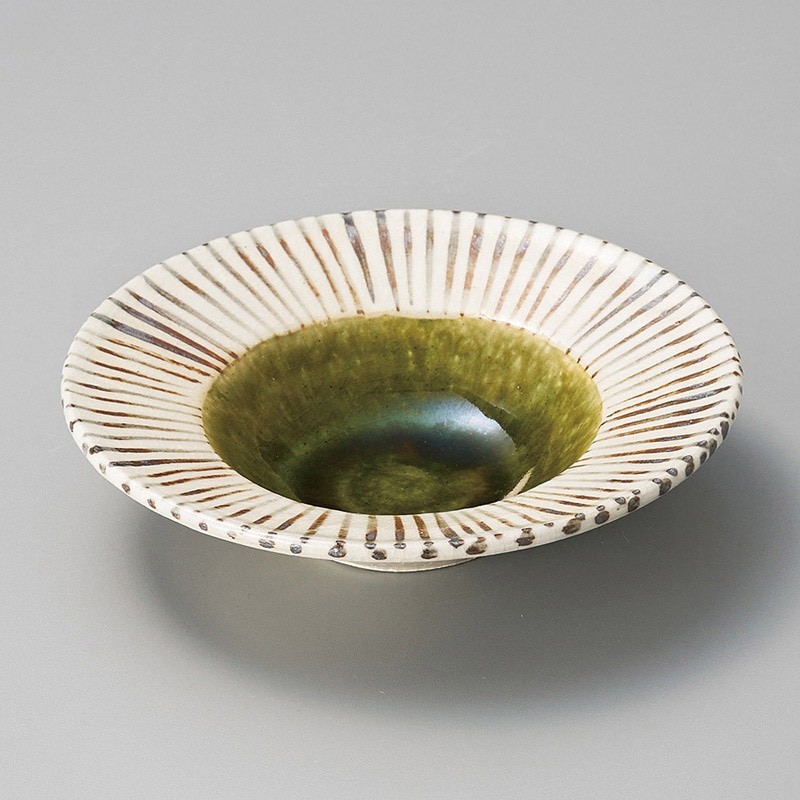 山万 07005-140 志野十草織部中落5.5皿  1個（ご注文単位1個）【直送品】