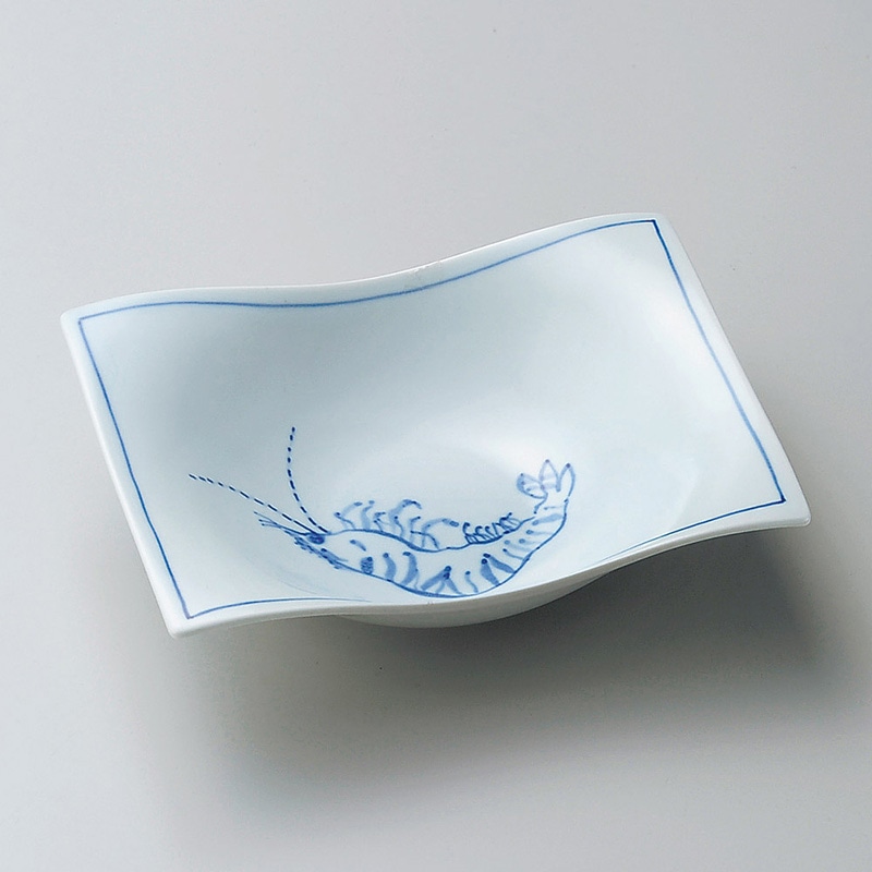 山万 06908-550 海老画四方形向付  1個（ご注文単位1個）【直送品】