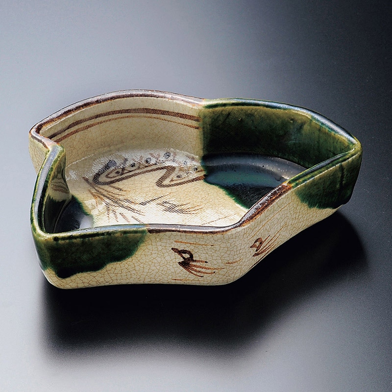 山万 07102-510 織部ツバメ千鳥鉢  1個（ご注文単位1個）【直送品】