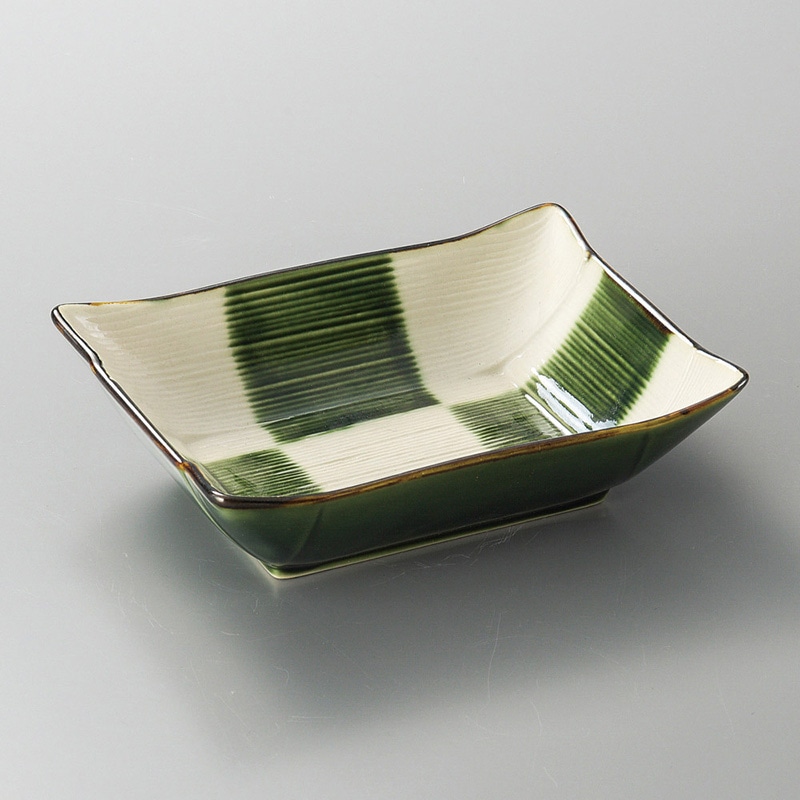 山万 07112-450 織部市松長角向付  1個（ご注文単位1個）【直送品】