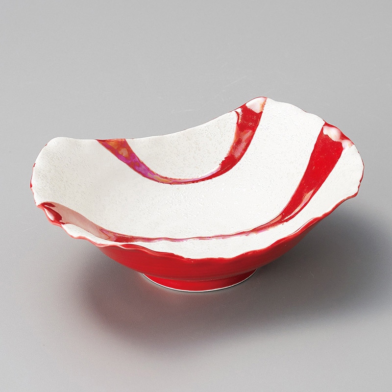 山万 07213-730 流水ラスターウェーブ鉢 赤 1個（ご注文単位1個）【直送品】