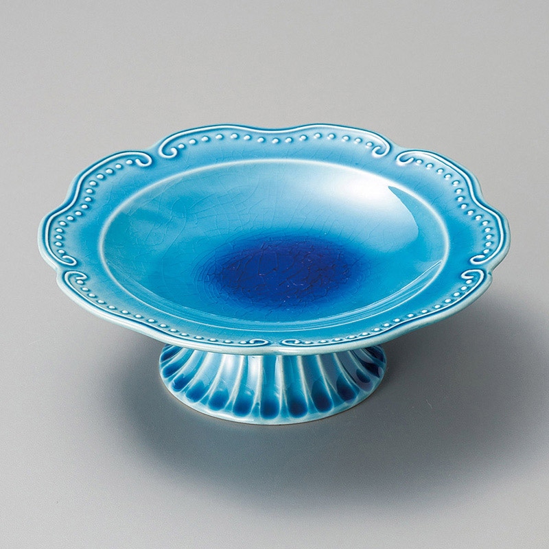 山万 07501-140 トルコ釉16cm高台皿  1個（ご注文単位1個）【直送品】