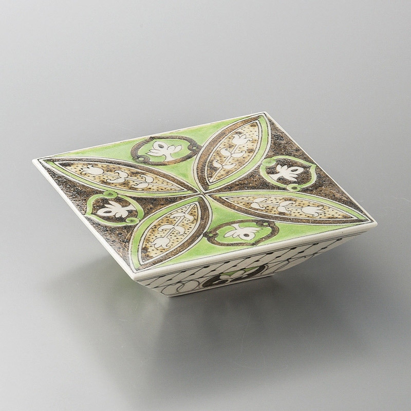 山万 07203-140 幾何紋角高台皿  1個（ご注文単位1個）【直送品】