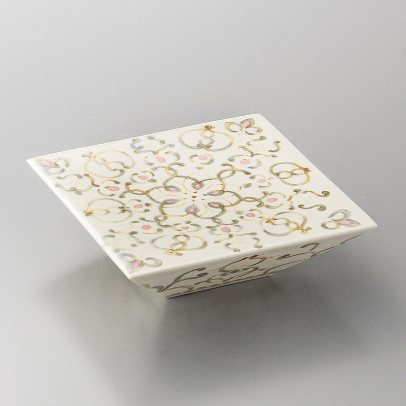 山万 07204-140 多彩角高台皿  1個（ご注文単位1個）【直送品】