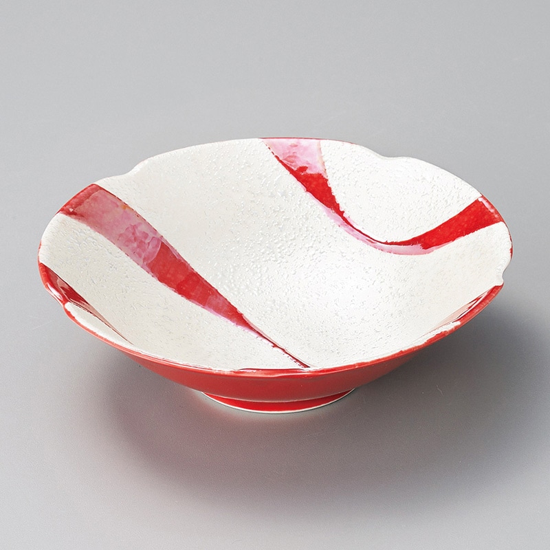 山万 07009-730 赤彩ラスター花型多用鉢(有田焼 1個（ご注文単位1個）【直送品】