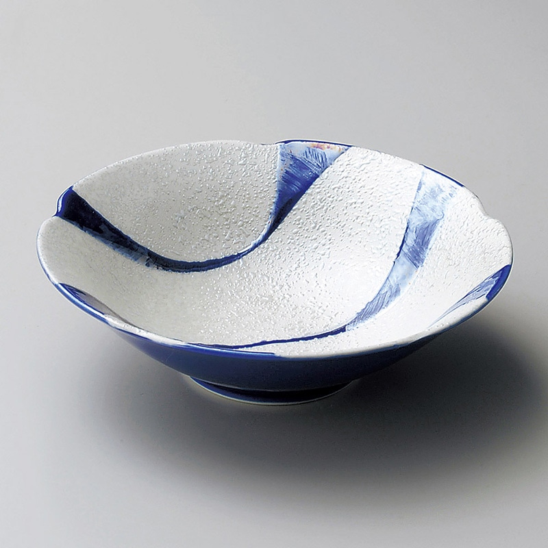 山万 07010-730 ルリ釉流水ラスター花型多用鉢  1個（ご注文単位1個）【直送品】