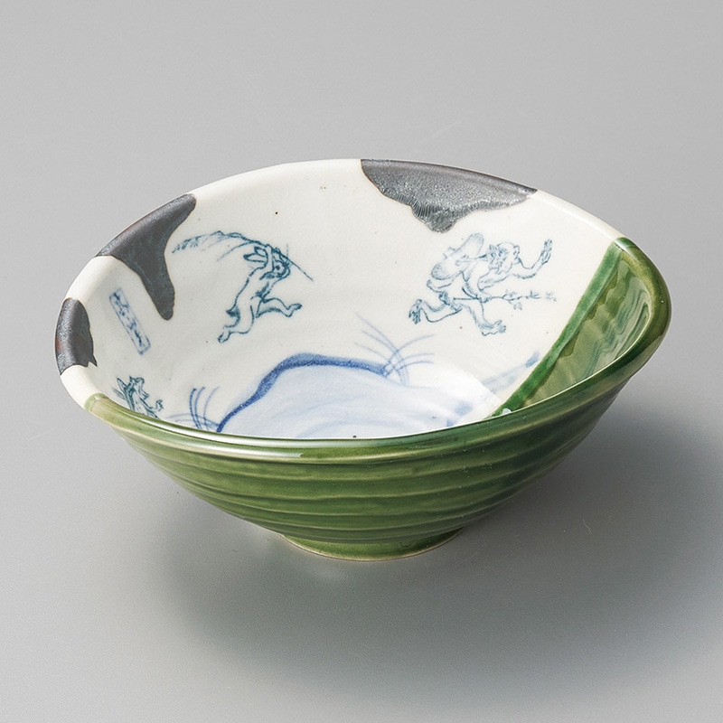 山万 07308-100 染分鳥獣戯画たわみ鉢(小)  1個（ご注文単位1個）【直送品】