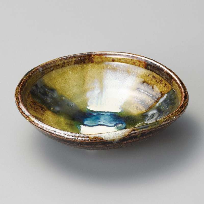 山万 07612-140 鉄三彩5寸平鉢  1個（ご注文単位1個）【直送品】