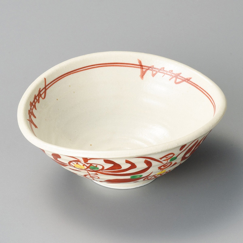 山万 07504-140 粉引赤絵たわみ鉢(小)  1個（ご注文単位1個）【直送品】