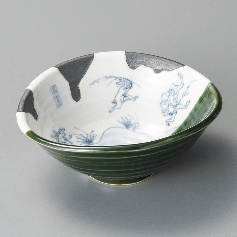 山万 07506-140 織部高山寺たわみ鉢(小)  1個（ご注文単位1個）【直送品】