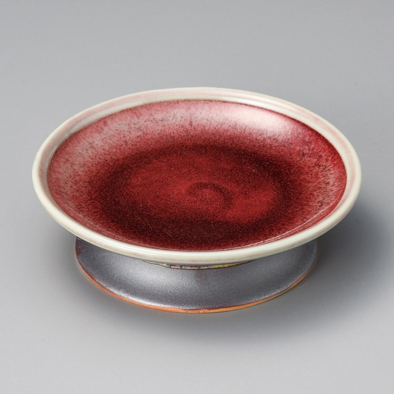 山万 07607-230 辰砂5寸高台刺身皿  1個（ご注文単位1個）【直送品】