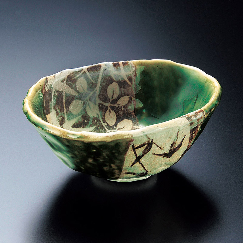 山万 07903-290 織部草花向付  1個（ご注文単位1個）【直送品】