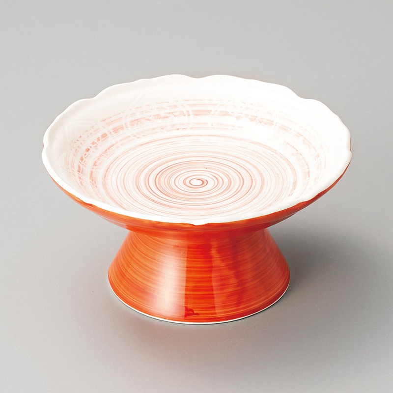 山万 08009-470 朱巻櫛目高台向付  1個（ご注文単位1個）【直送品】